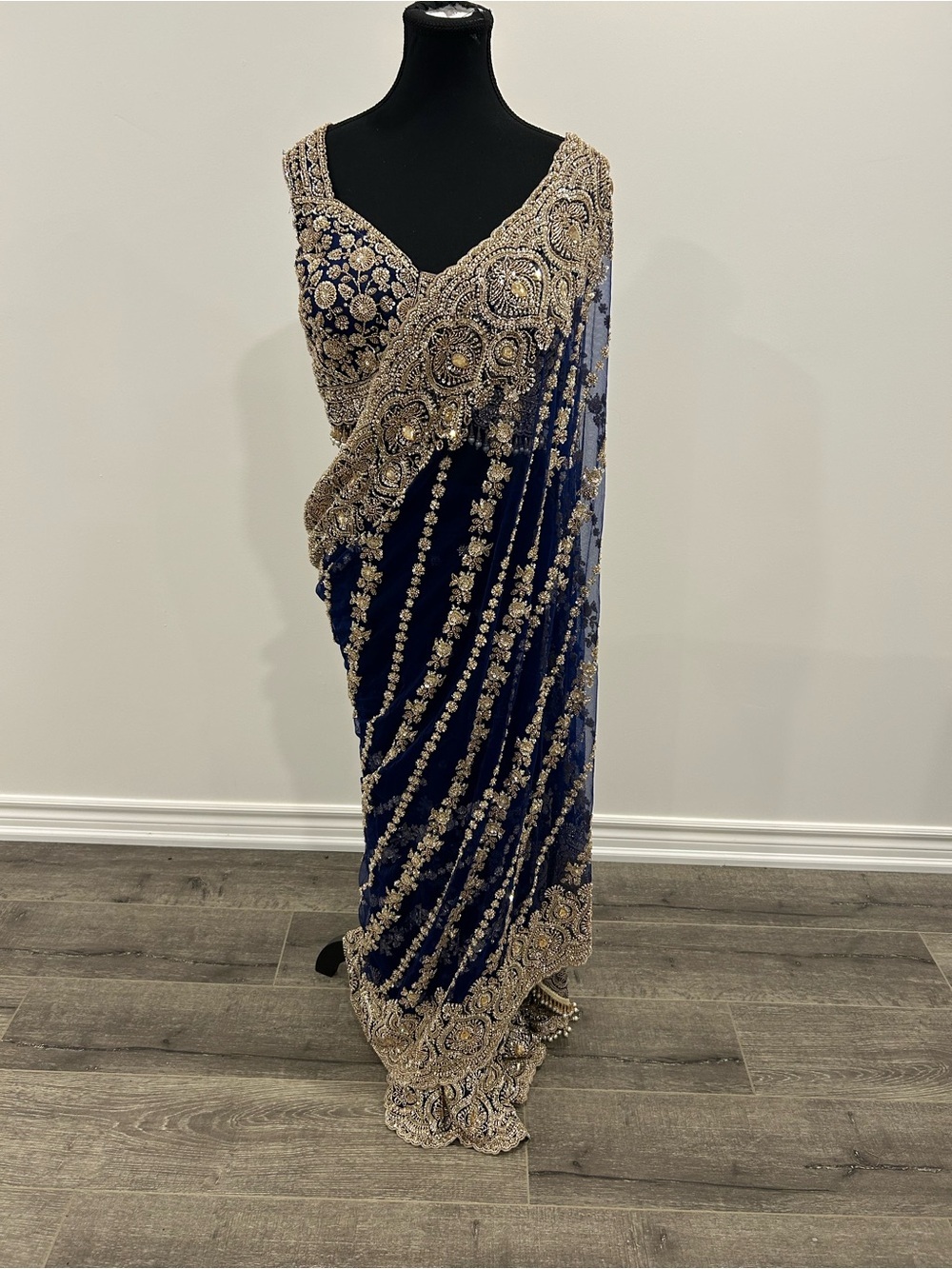Luxury Royal Blue & Gold Designer Saree